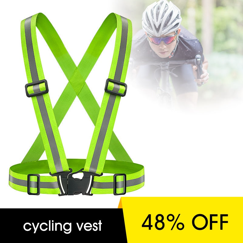 Hi-Viz Reflective, Adjustable Elastic Night Road Safety Cycling Vest - Vlad's Bike Bits