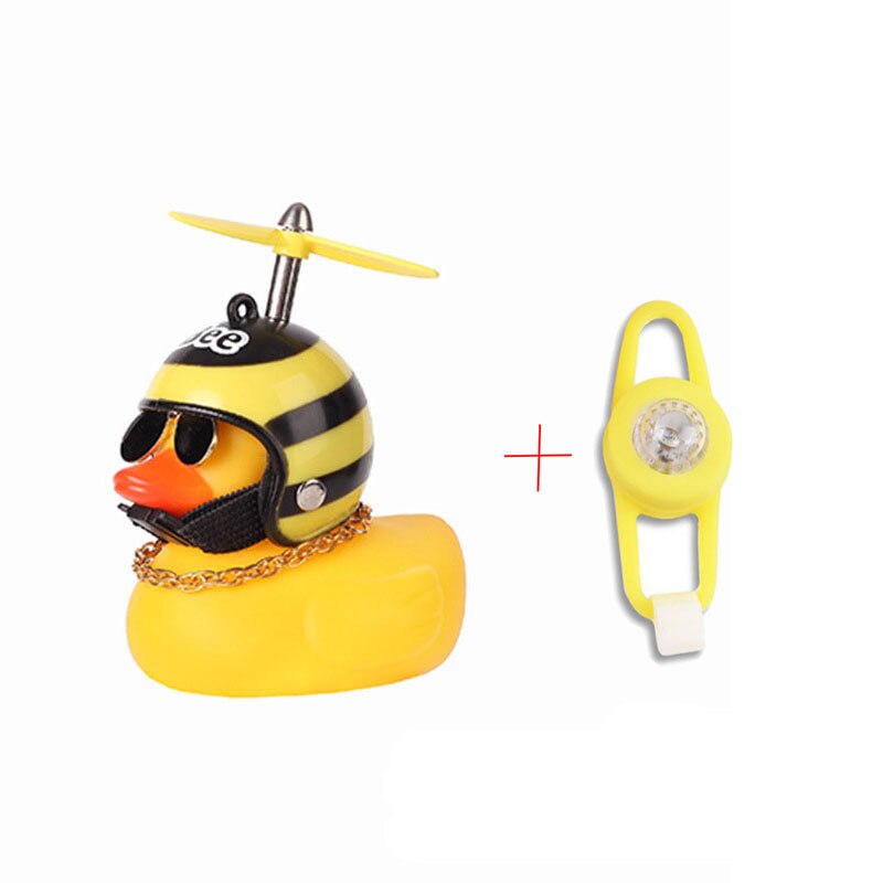 1pc Cartoon Yellow Silica Little Duck Helmet Head Bicycle Light Shining Mountain Bike Handlebar Duck Head Light Bell Accessories