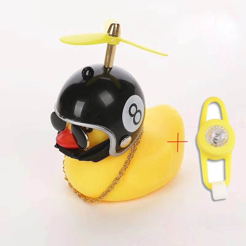 "Yellow Duck with Helmet" Bicycle Handlebar Bell and Head-Light - Great Bike Accessories
