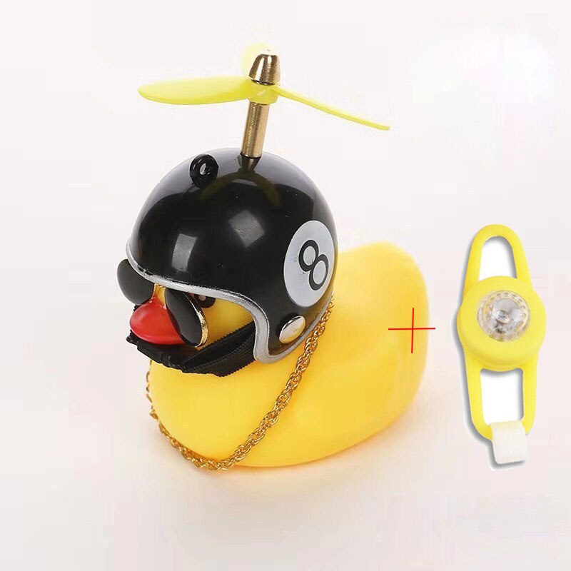 1pc Cartoon Yellow Silica Little Duck Helmet Head Bicycle Light Shining Mountain Bike Handlebar Duck Head Light Bell Accessories