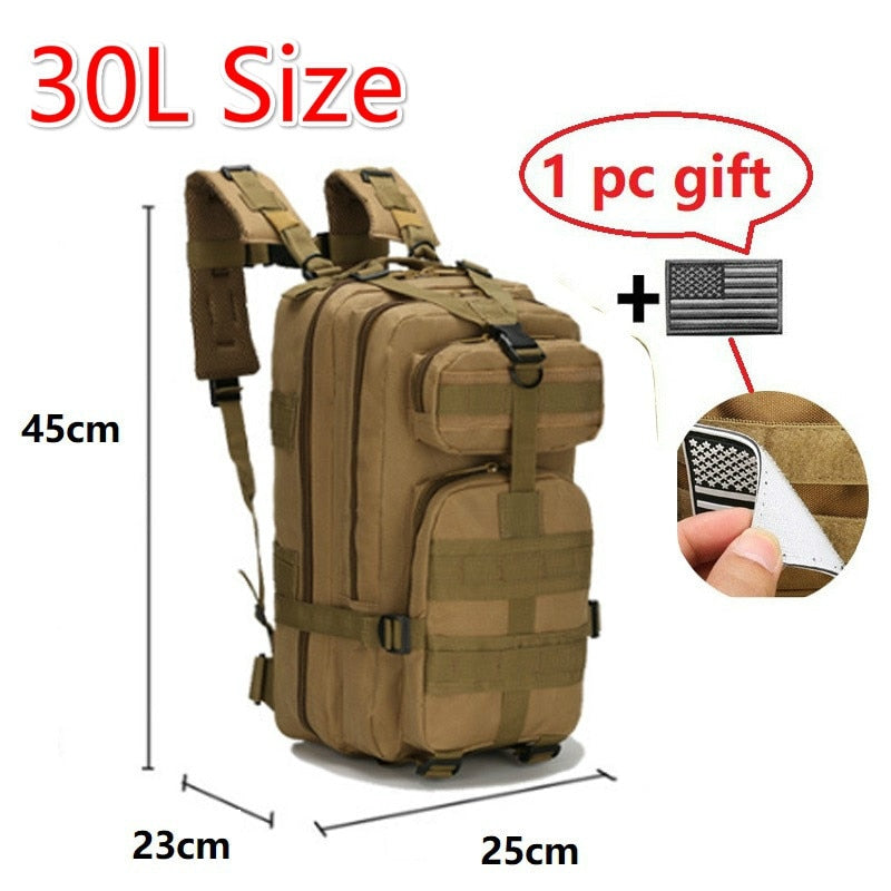 30L/50L 1000D Outdoor Military-style Backpack - Nylon Waterproof Rucksack for Sports/Hiking/Cycling/Trekking - 30L Size