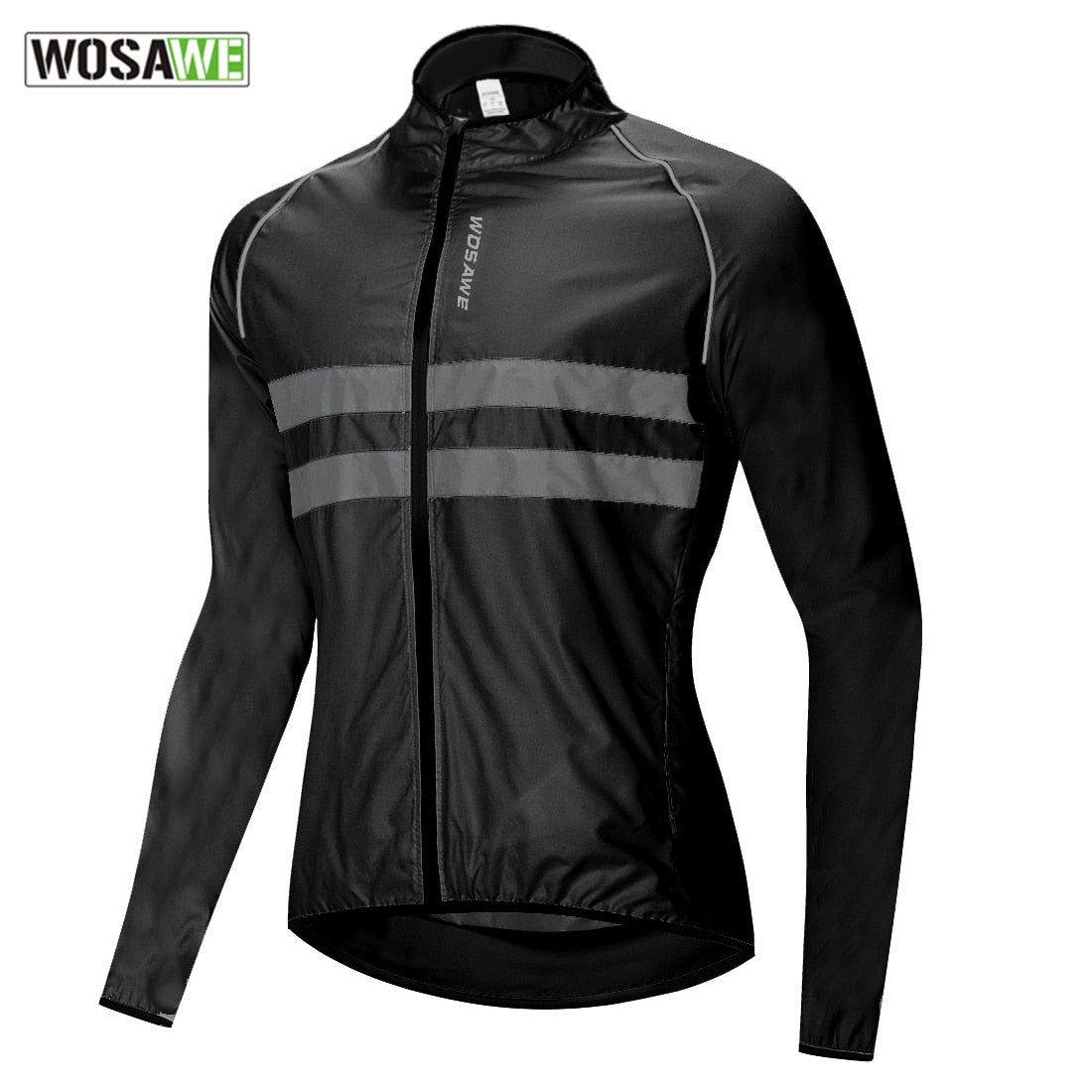 WOSAWE Ultralight Reflective Men's Cycling Jacket - Waterproof/Windproof, Black/Orange/Yellow - Vlad's Bike Bits