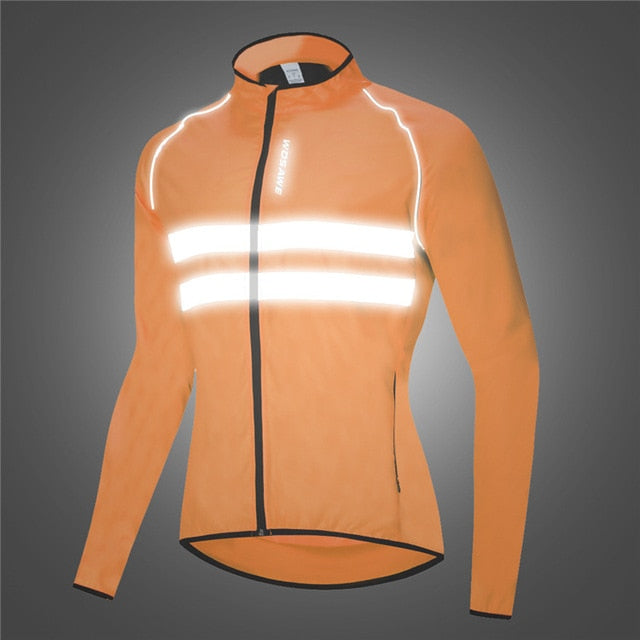 WOSAWE Ultralight Reflective Men's Cycling Jacket - Waterproof/Windproof, Black/Orange/Yellow - Vlad's Bike Bits