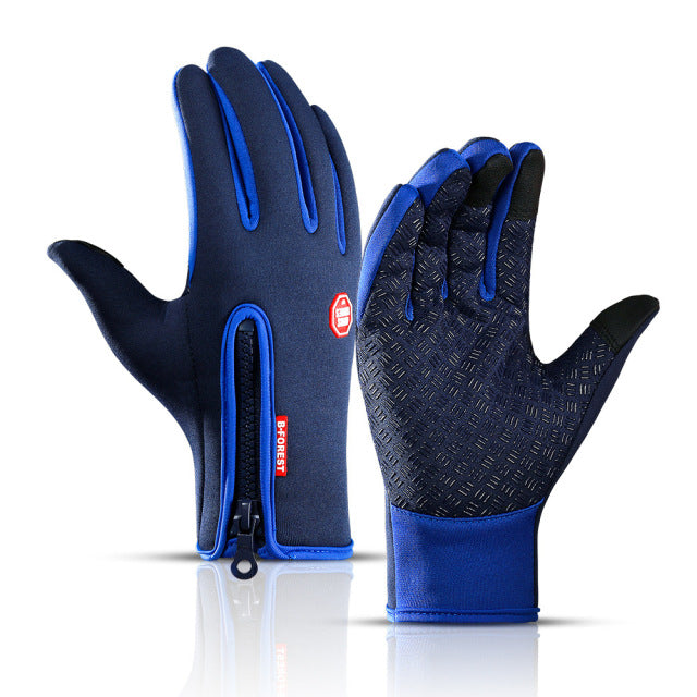 WorthWhile Winter Full-Finger Cycling Gloves - Warm/Waterproof/Touchscreen Outdoor Gloves - Blue