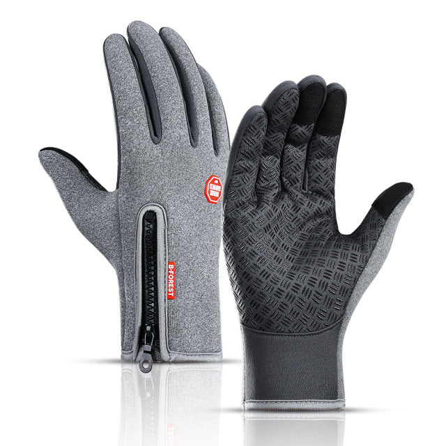 WorthWhile Winter Full-Finger Cycling Gloves - Warm/Waterproof/Touchscreen Outdoor Gloves - Grey