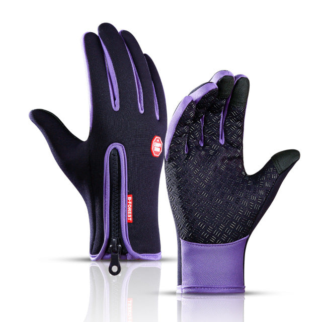 WorthWhile Winter Full-Finger Cycling Gloves - Warm/Waterproof/Touchscreen Outdoor Gloves -  Purple