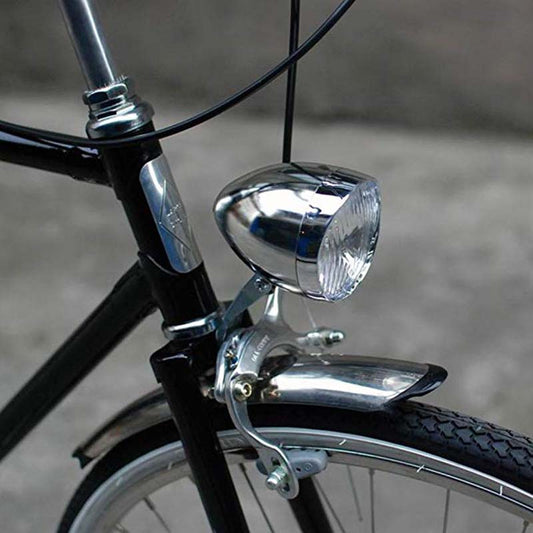 Retro Vintage Bicycle 3LED Front Light Headlight Safety Warning Night Light Bike Decoration Black Silver - Vlad's Bike Bits
