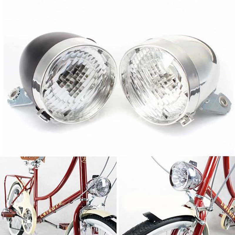 RETRO 3-LED Head-Lamp with Bracket for Bicycle Front Frame - Black or Silver, Waterproof
