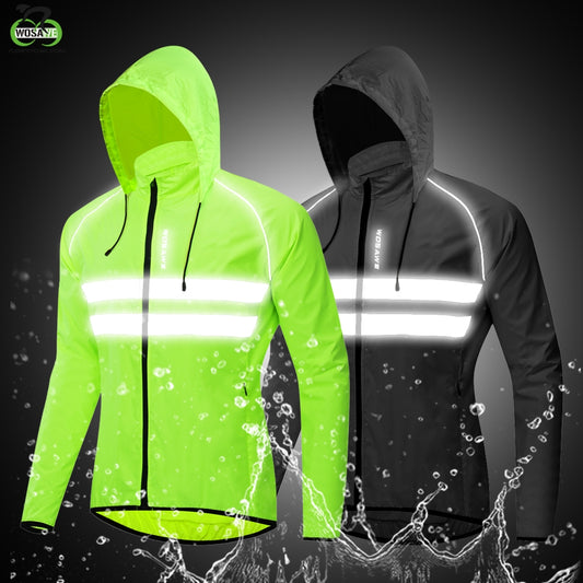 WOSAWE Windproof Cycling Jackets Hooded Men Riding Waterproof Cycle Clothing Bike Long Sleeve Jerseys Reflective Vest Wind Coat - Vlad's Bike Bits