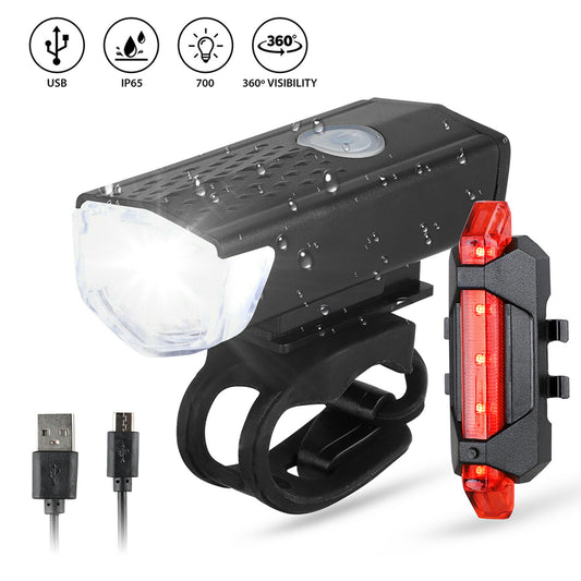 USB Rechargeable Bike Light MTB Bicycle Front Back Rear Taillight Cycling Safety Warning Light Waterproof Bicycle Lamp Flashligh - Vlad's Bike Bits