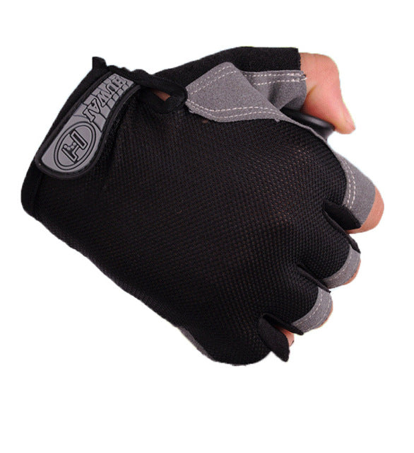 Half Finger Black Cycling Gloves Anti Slip/Shock, Breathable, Unisex Sports  Gloves