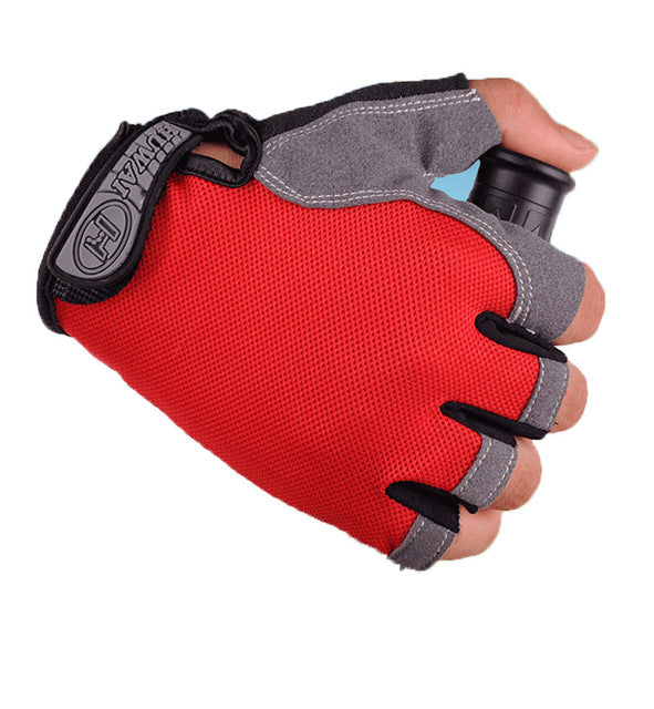 Half Finger Red Cycling Gloves Anti Slip/Shock, Breathable, Unisex Sports Gloves