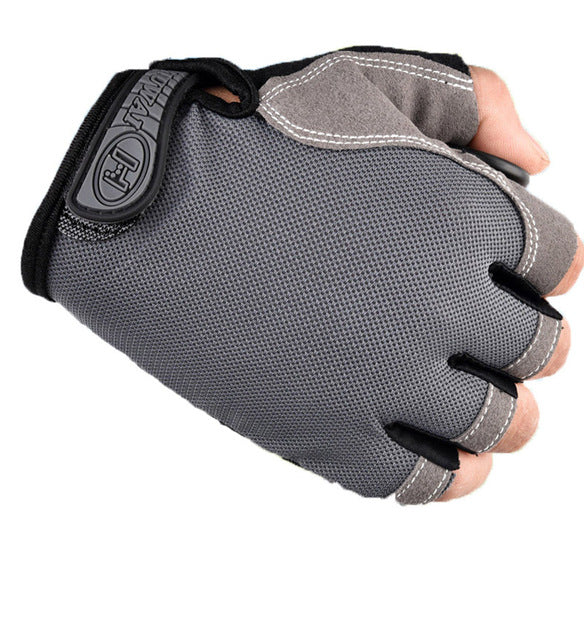 Half Finger Grey Cycling Gloves Anti Slip/Shock, Breathable, Unisex Sports Gloves