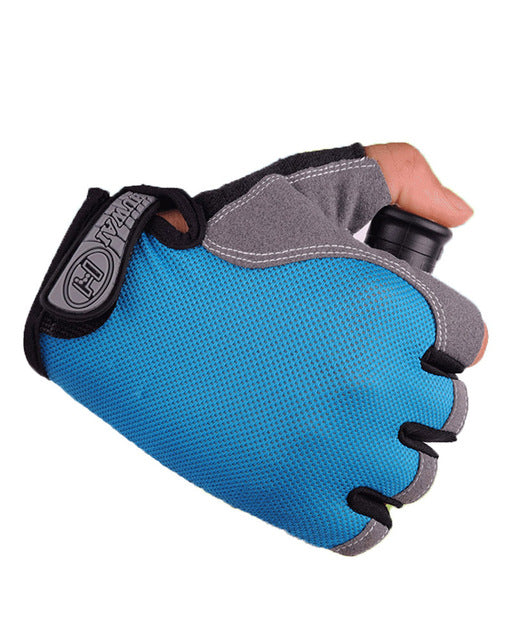 Half Finger Blue Cycling Gloves Anti Slip/Shock, Breathable, Unisex Sports Gloves