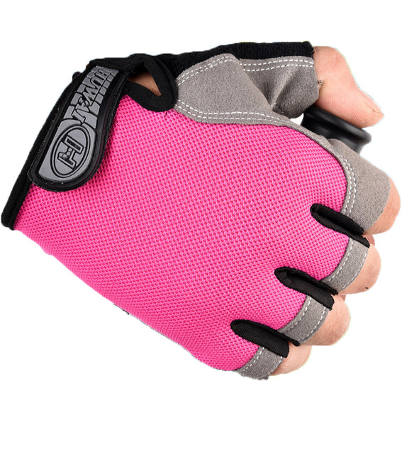 Half Finger Pink Cycling Gloves Anti Slip/Shock, Breathable, Unisex Sports  Gloves