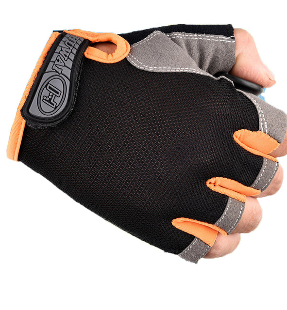Half Finger Black Cycling Gloves Anti Slip/Shock, Breathable, Unisex Sports Gloves