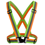 High Viz Adjustable, Reflective Road Safety Cycling Vest For Children and Adults - Green/Orange