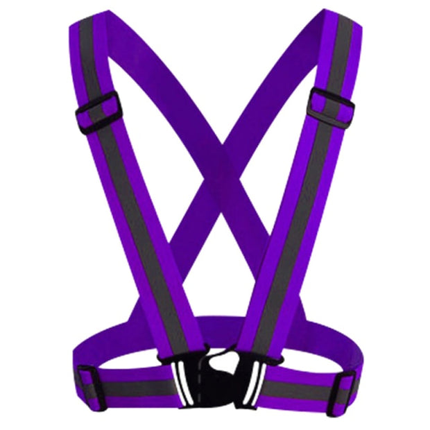 High Viz Adjustable, Reflective Road Safety Cycling Vest For Children and Adults - Purple