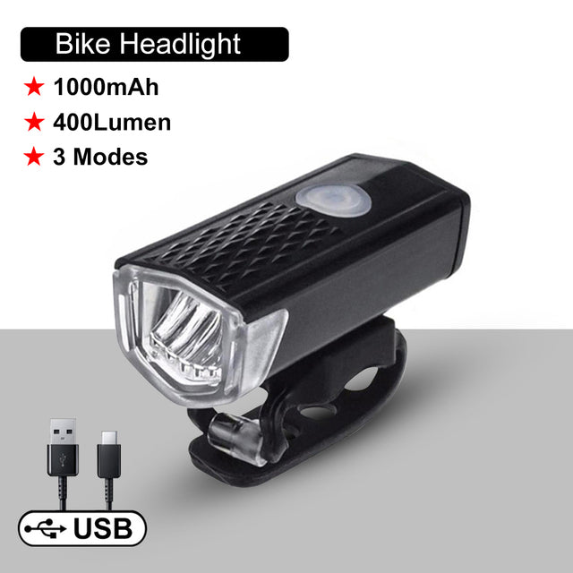 Bicycle Front Light USB Rechargeable MTB Road Mountain Bike Headlight Cycling Flashlight Bike Lantern Lamp Bicycle Accessories - Vlad's Bike Bits